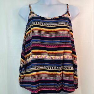 Emery Rose 5XL Sleeveless Tank Top Navy Striped‎ Geo Y2K Lightweight Art to Wear